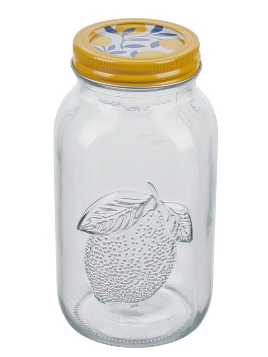 Other - Lemon Beveled Mason Glass Jar with Yellow Lemon Floral Lid